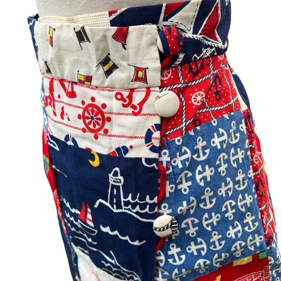 Vintage 50s 60s Patchwork Nautical High Waist Maxi Skirt Patriotic Sailing Sm - Picture 9 of 16